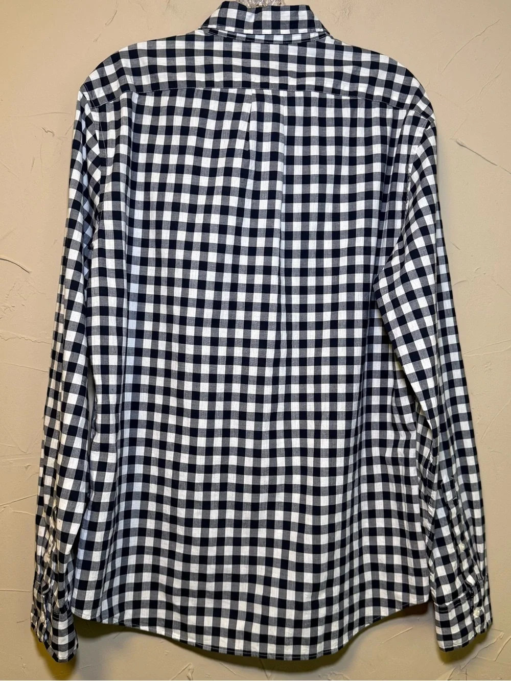 J.Crew Men's Secret Wash Stretch Gingham Button Down Shirt Medium Navy Preppy